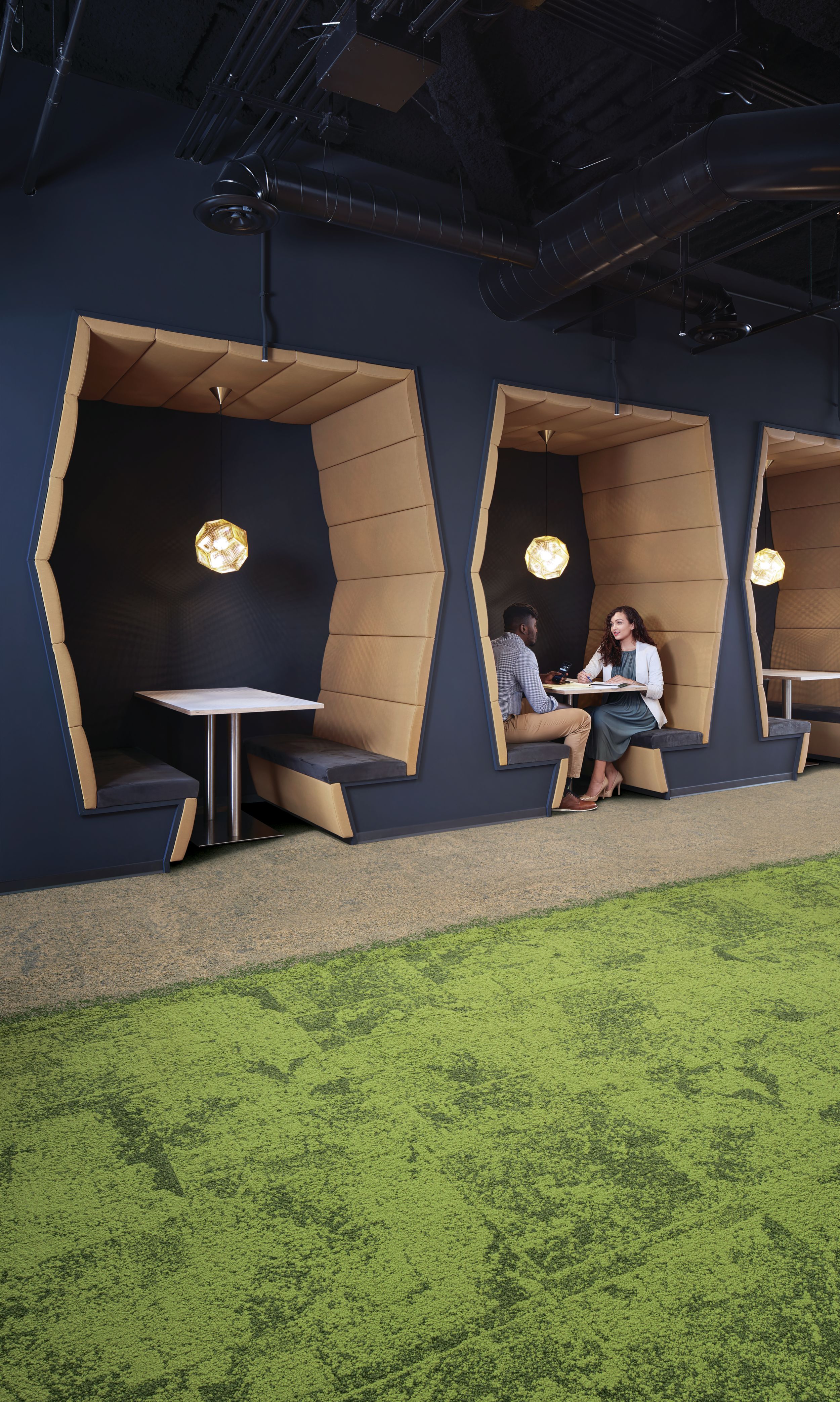 Interface UR101, UR102 and UR103 carpet tile in meeting space with booths image number 1